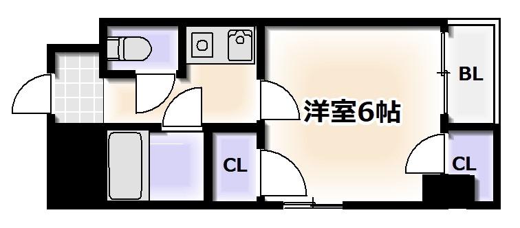 コレクション西田辺(1K/2階)の間取り写真
