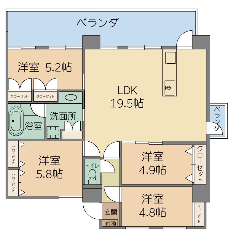 URUMAテラス(4LDK/14階)の間取り写真