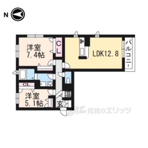 LA CASA PULITA(2LDK/1階)の間取り写真