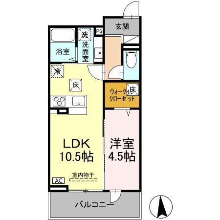 セジュール師岡町(1LDK/1階)の間取り写真