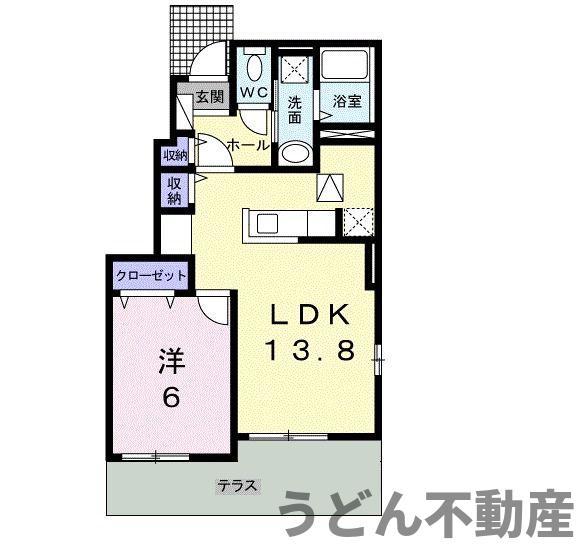 ラ・ベレッツァIID(1LDK/1階)の間取り写真
