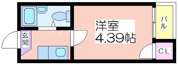 ハセロイヤル南住吉(ワンルーム/5階)の間取り写真