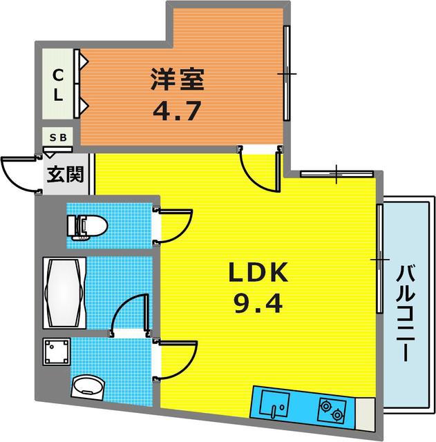 花隈岩崎マンション(1LDK/2階)の間取り写真
