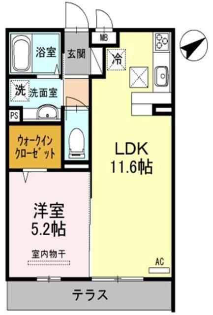 リヴェールⅡ(1LDK/1階)の間取り写真