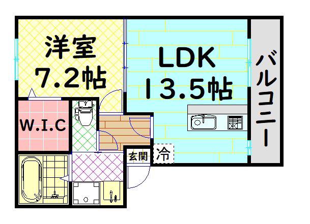 カーササンシビリテB棟(1LDK/3階)の間取り写真