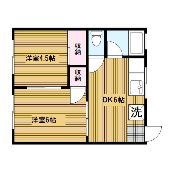 コーポ富士Ⅰ(2DK/1階)の間取り写真