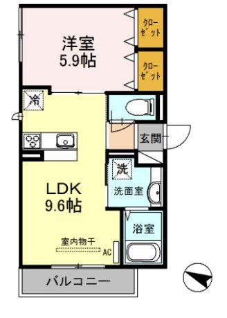 セジュール下山手通(1LDK/3階)の間取り写真