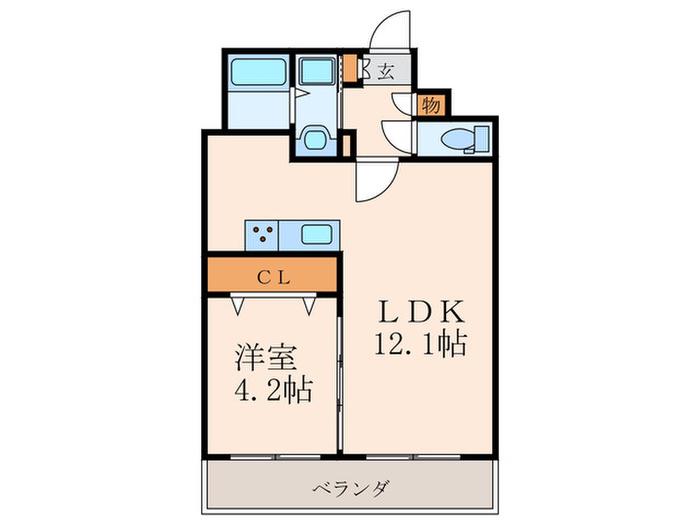 THE AFFINITY CRUZ-SQUARE(1LDK/7階)の間取り写真