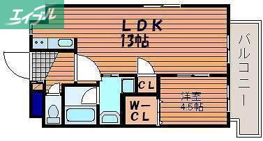 下中野S-1ビル(1LDK/4階)の間取り写真