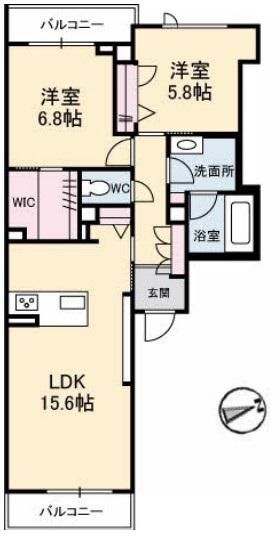 アヴェニール府中(2LDK/2階)の間取り写真