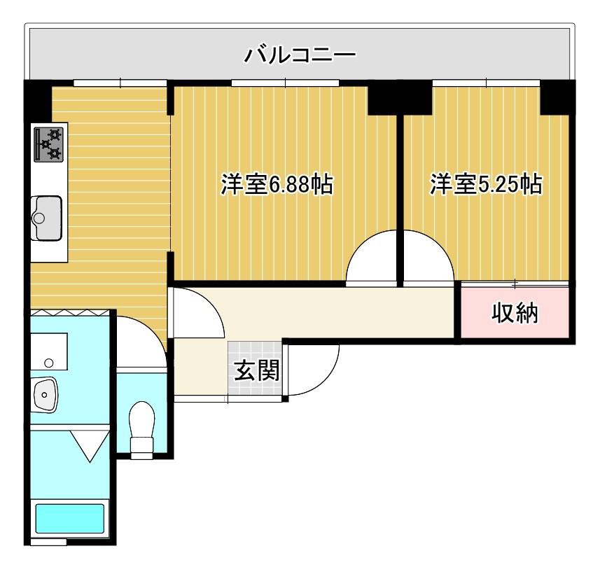 カネミツビル(2DK/4階)の間取り写真