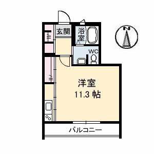 ウィスティリアB棟(ワンルーム/2階)の間取り写真