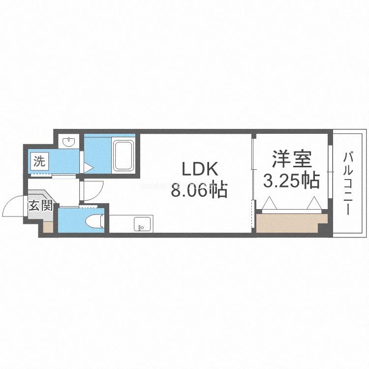 NU岸里駅前(1LDK/4階)の間取り写真