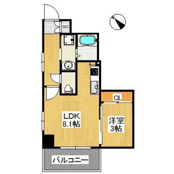 ラフレシーサ博多駅南VI(1LDK/6階)の間取り写真