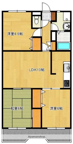 ヴェルドール甲府(3LDK/2階)の間取り写真