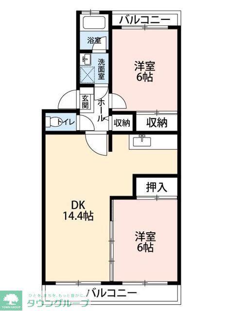 ロイヤルグリーン八千代4号棟(2LDK/1階)の間取り写真