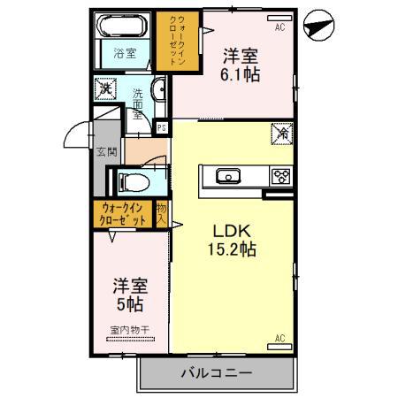 アリエーテ(2LDK/2階)の間取り写真