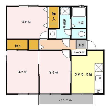 サンライトスクエアII(3DK/1階)の間取り写真