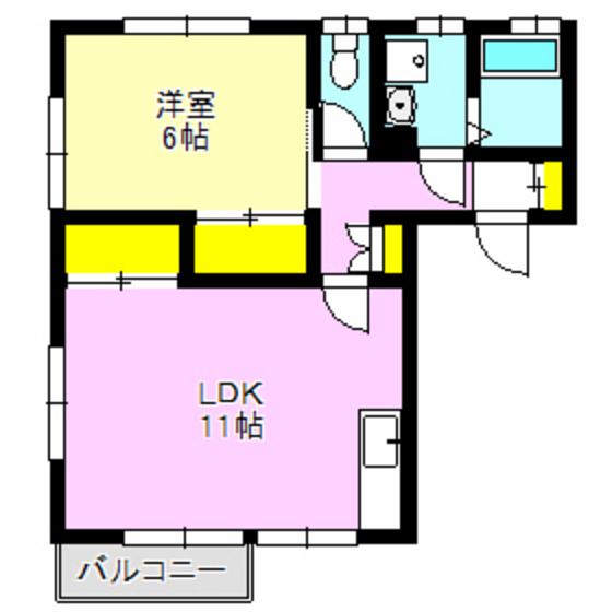 メゾン原沢(1LDK/1階)の間取り写真