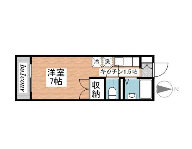 グリーンパストラル原(ワンルーム/1階)の間取り写真