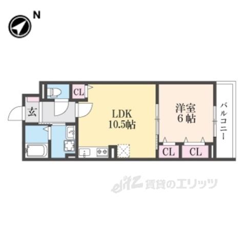 ヒカルサ尼崎神崎町(1LDK/2階)の間取り写真