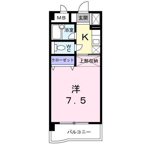 PRATIQUE顕徳(1K/2階)の間取り写真