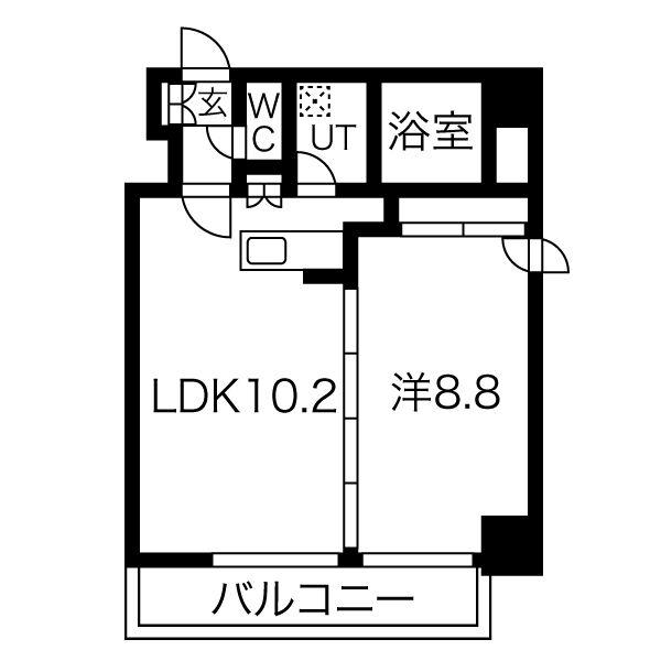 アルファスクエア南4条東(1LDK/4階)の間取り写真
