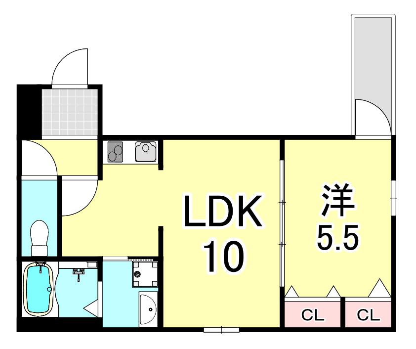 フジパレス東灘III番館(1LDK/2階)の間取り写真