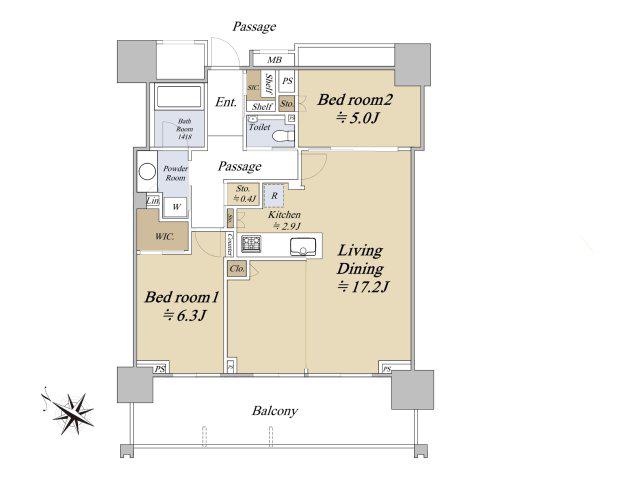 ベイシティタワーズ神戸ウエスト(2LDK/20階)の間取り写真