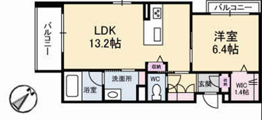 リアン古江(1LDK/3階)の間取り写真