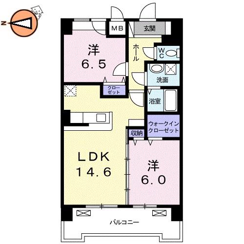 グランクリュ佐古 ウエスト(2LDK/12階)の間取り写真
