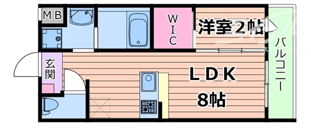リアコート千里丘II ノース(1LDK/1階)の間取り写真