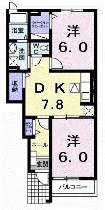 メルシーB(2DK/1階)の間取り写真