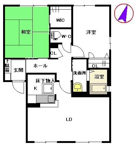 ハーティストN G棟(2LDK/1階)の間取り写真