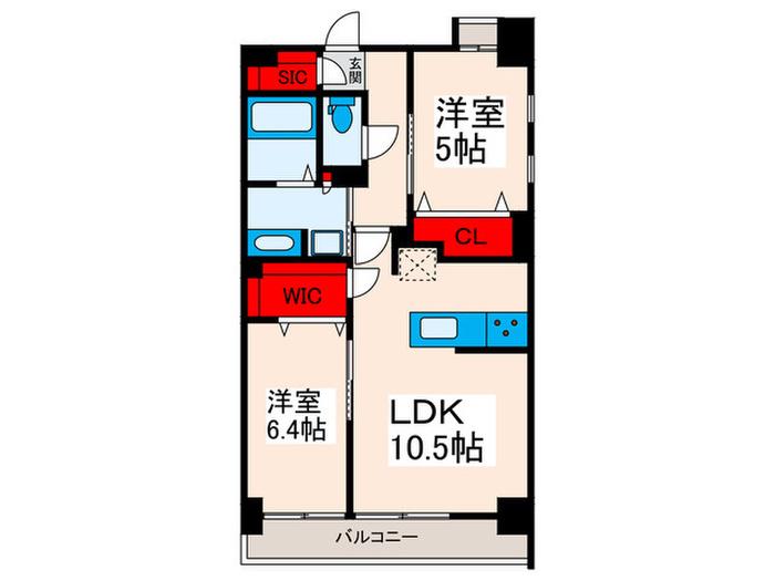 アーバンパーク谷在家(2LDK/2階)の間取り写真