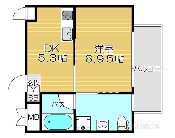 WT.NET.BLD(1DK/2階)の間取り写真