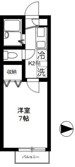 フレアプランドールB棟(1K/1階)の間取り写真