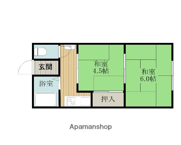 長谷川文化(2K/1階)の間取り写真