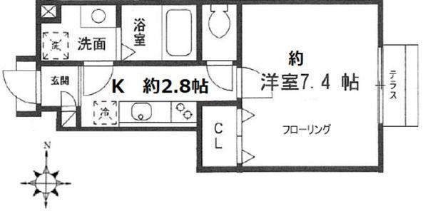 ベルコート朝霞(1K/1階)の間取り写真