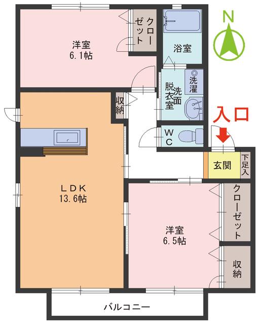 MASTTOWN和田東 B棟(2LDK/2階)の間取り写真