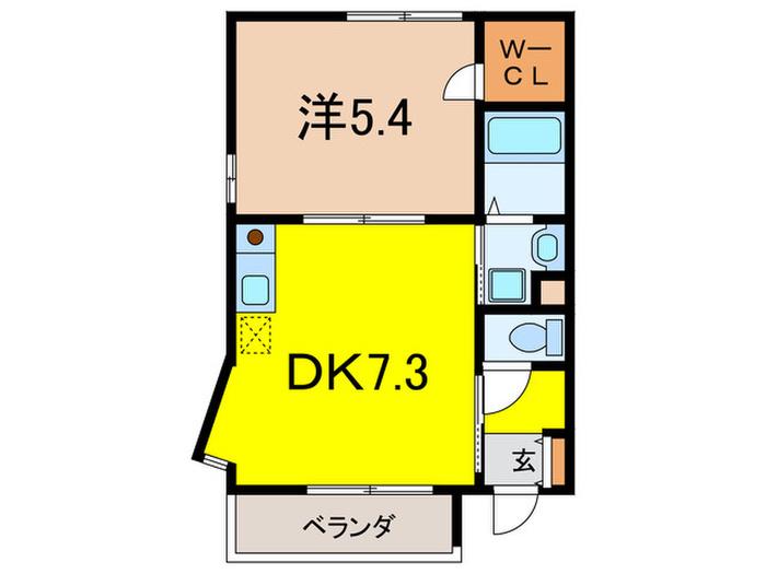 ハイローム鳴尾(1DK/1階)の間取り写真