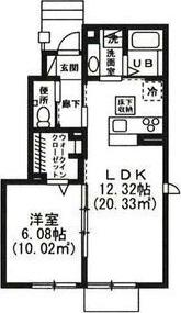ヴィラセレビィ(1LDK/1階)の間取り写真