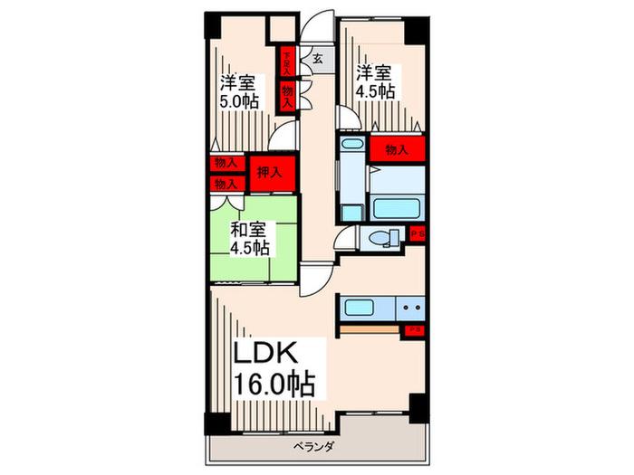ウエストパーク山貞(3LDK/2階)の間取り写真