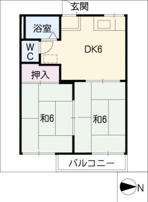 フォーブル鈴木(2DK/2階)の間取り写真