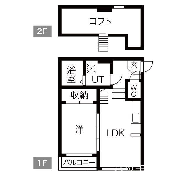 エアストSA(1LDK/1階)の間取り写真