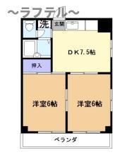 フラワーハイム(2DK/2階)の間取り写真