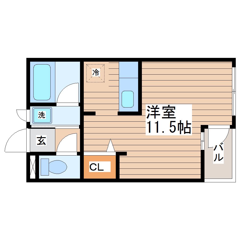 シャルール黒松(ワンルーム/1階)の間取り写真