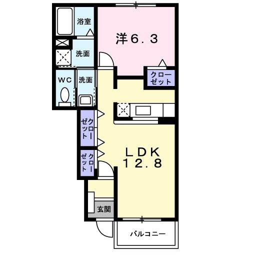 アージュA(1LDK/1階)の間取り写真