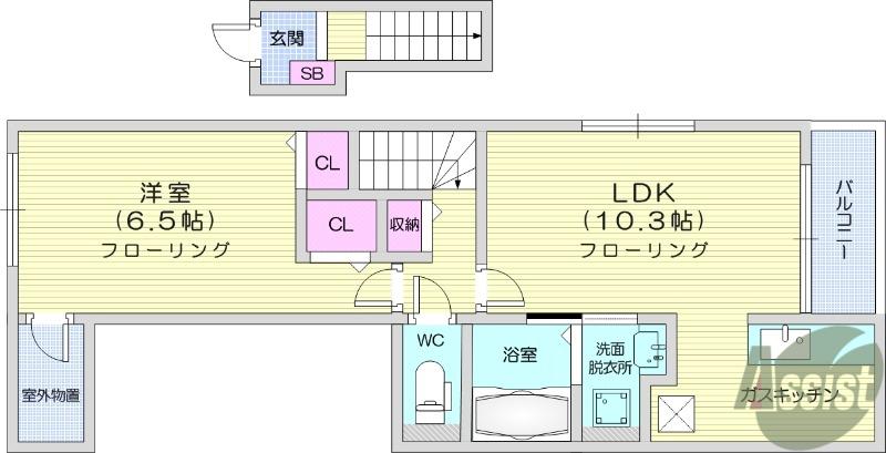 ルーチェフルサワGJ(1LDK/2階)の間取り写真