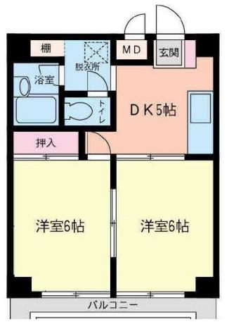 プレンディ相武台(2DK/3階)の間取り写真